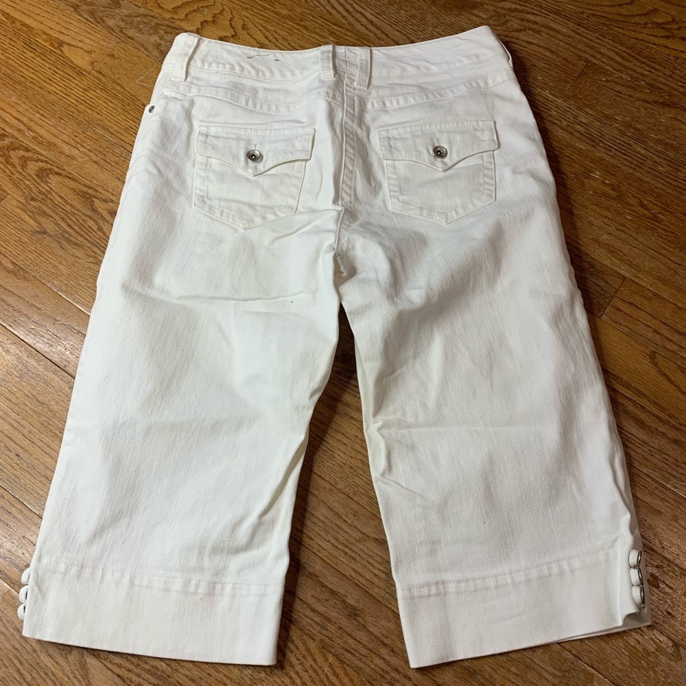 CONTRAST White Denim Capri Jeans Size 7 Stretch Y2K - Picture 3 of 10